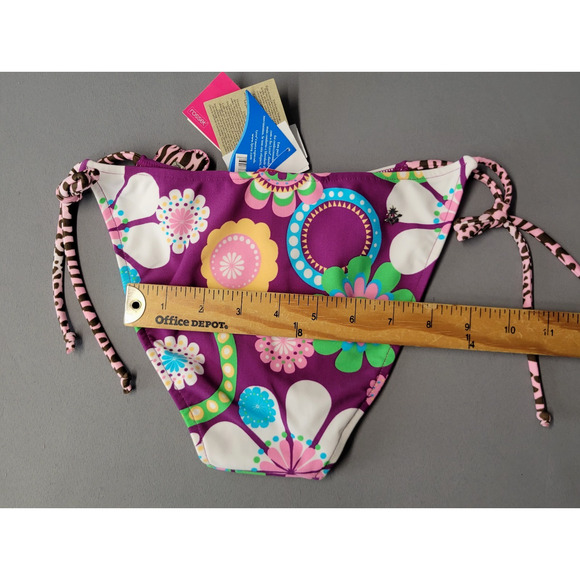 Cia Maritima Cheeky Bikini Bottom Womens M 40 Swim Side Tie Floral Retro New - Picture 10 of 14